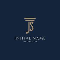 JS initial monogram logo for law office, lawyer, advocate with pillar style vector