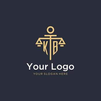 KB initial monogram logo with scale and pillar style design vector