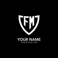 FM monogram initial logo with clean modern shield icon design vector