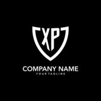 XP monogram initial logo with clean modern shield icon design vector