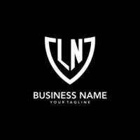 LN monogram initial logo with clean modern shield icon design vector