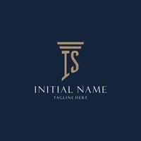 IS initial monogram logo for law office, lawyer, advocate with pillar style vector