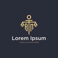 BM initial monogram logo with scale and pillar style design vector