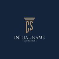 CS initial monogram logo for law office, lawyer, advocate with pillar style vector