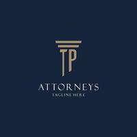 TP initial monogram logo for law office, lawyer, advocate with pillar style vector