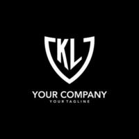 KL monogram initial logo with clean modern shield icon design vector