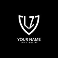 LZ monogram initial logo with clean modern shield icon design vector