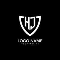 HJ monogram initial logo with clean modern shield icon design vector