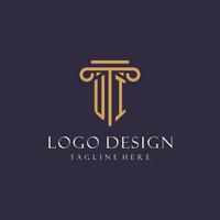 UI monogram initials design for law firm, lawyer, law office with pillar style vector