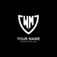 WM monogram initial logo with clean modern shield icon design vector