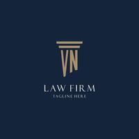 VN initial monogram logo for law office, lawyer, advocate with pillar style vector