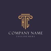 HC monogram initials design for law firm, lawyer, law office with pillar style vector
