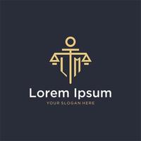 LM initial monogram logo with scale and pillar style design vector