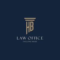 logotipo de monograma inicial hb para bufete de abogados, abogado, defensor con estilo pilar vector