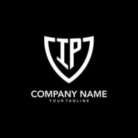 IP monogram initial logo with clean modern shield icon design vector