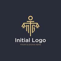 MG initial monogram logo with scale and pillar style design vector