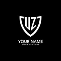 UZ monogram initial logo with clean modern shield icon design vector