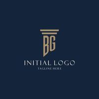 BG initial monogram logo for law office, lawyer, advocate with pillar style vector