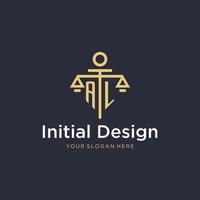 AL initial monogram logo with scale and pillar style design vector