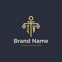 IV initial monogram logo with scale and pillar style design vector