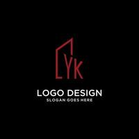 YK initial monogram with building logo design vector