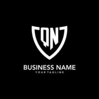 QN monogram initial logo with clean modern shield icon design vector