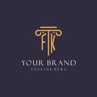 FK monogram initials design for law firm, lawyer, law office with pillar style vector