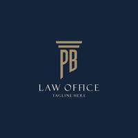 PB initial monogram logo for law office, lawyer, advocate with pillar style vector