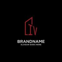 IV initial monogram with building logo design vector