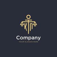 KN initial monogram logo with scale and pillar style design vector