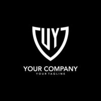 UY monogram initial logo with clean modern shield icon design vector
