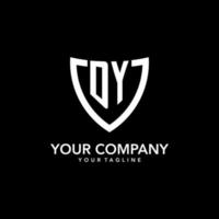 DY monogram initial logo with clean modern shield icon design vector