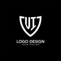 VI monogram initial logo with clean modern shield icon design vector