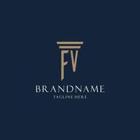 FV initial monogram logo for law office, lawyer, advocate with pillar style vector
