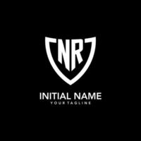 NR monogram initial logo with clean modern shield icon design vector