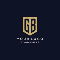 GB monogram initials logo design with shield icon vector