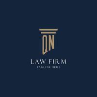 QN initial monogram logo for law office, lawyer, advocate with pillar style vector