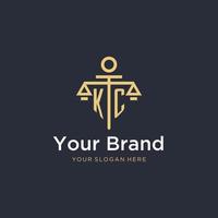 KC initial monogram logo with scale and pillar style design vector