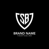 SB monogram initial logo with clean modern shield icon design vector