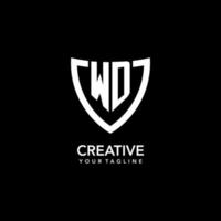 WD monogram initial logo with clean modern shield icon design vector