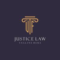 UF monogram initials design for law firm, lawyer, law office with pillar style vector