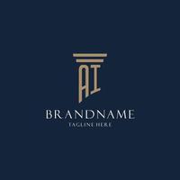 AI initial monogram logo for law office, lawyer, advocate with pillar style vector