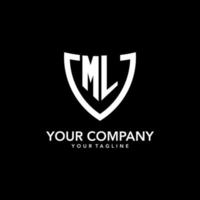 ML monogram initial logo with clean modern shield icon design vector