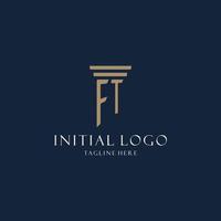 FT initial monogram logo for law office, lawyer, advocate with pillar style vector