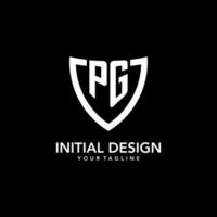 PG monogram initial logo with clean modern shield icon design vector