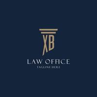 XB initial monogram logo for law office, lawyer, advocate with pillar style vector