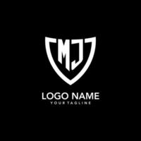 MJ monogram initial logo with clean modern shield icon design vector