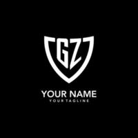 GZ monogram initial logo with clean modern shield icon design vector