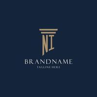 NI initial monogram logo for law office, lawyer, advocate with pillar style vector