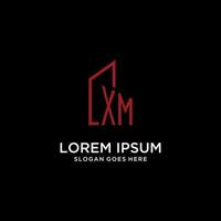 XM initial monogram with building logo design vector